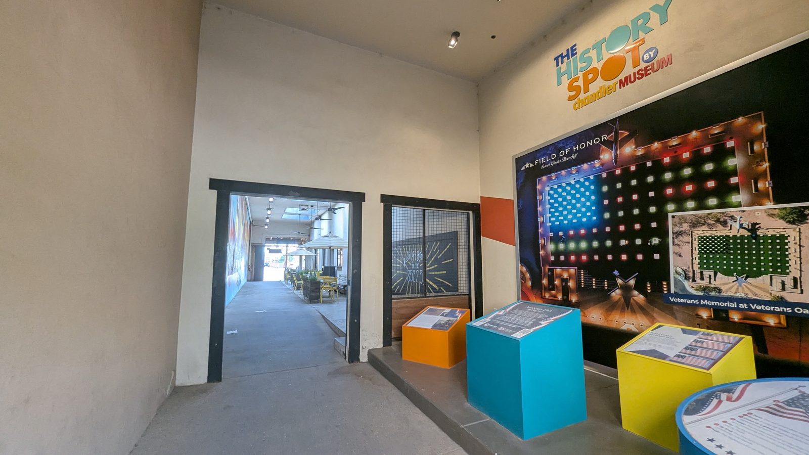 The History Spot by Chandler Museum exhibit inside the breezeway